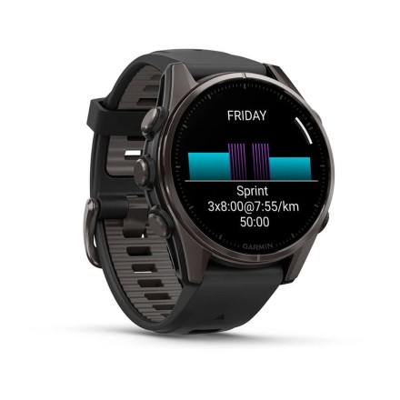 Часы Garmin Fenix 8 AMOLED, 43 mm Sapphire, Carbon Grey DLC Titanium с Black/Pebble Grey